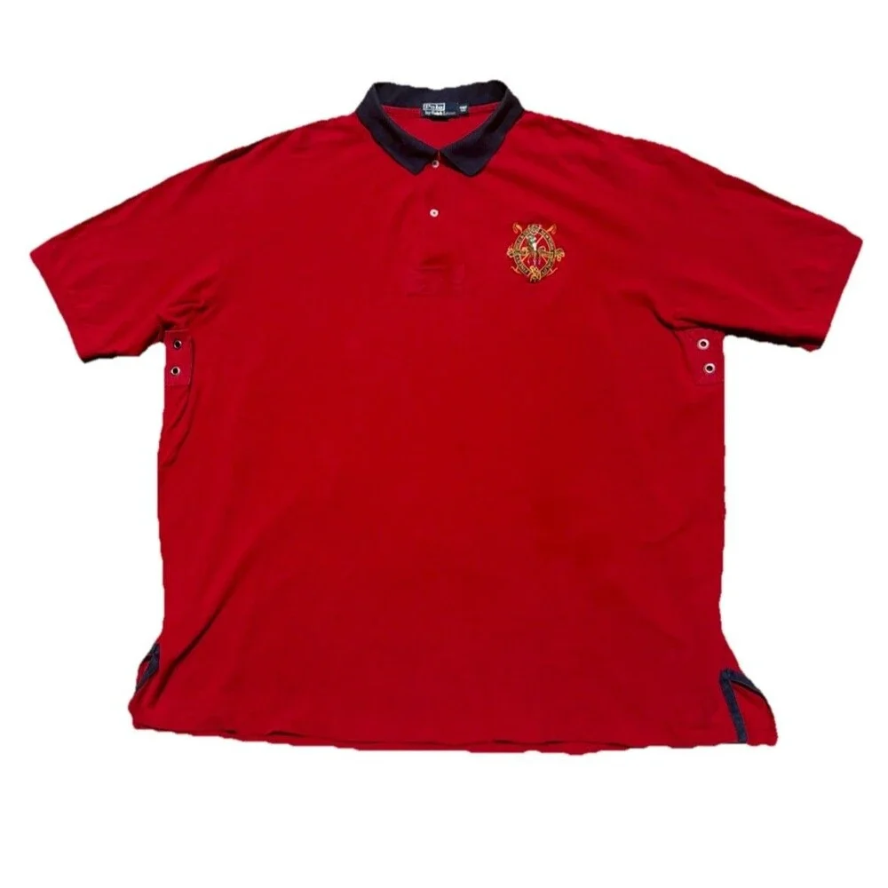 Vintage Polo Ralph Lauren 4XLT Red Crest Polo Shirt New York Quality Rugby 90s
